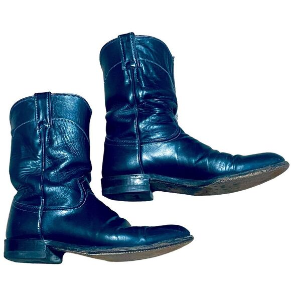 Justin 3024 Roper Boots - Mens - Size 9 B - Midnight Blue Western Leather - Picture 1 of 6